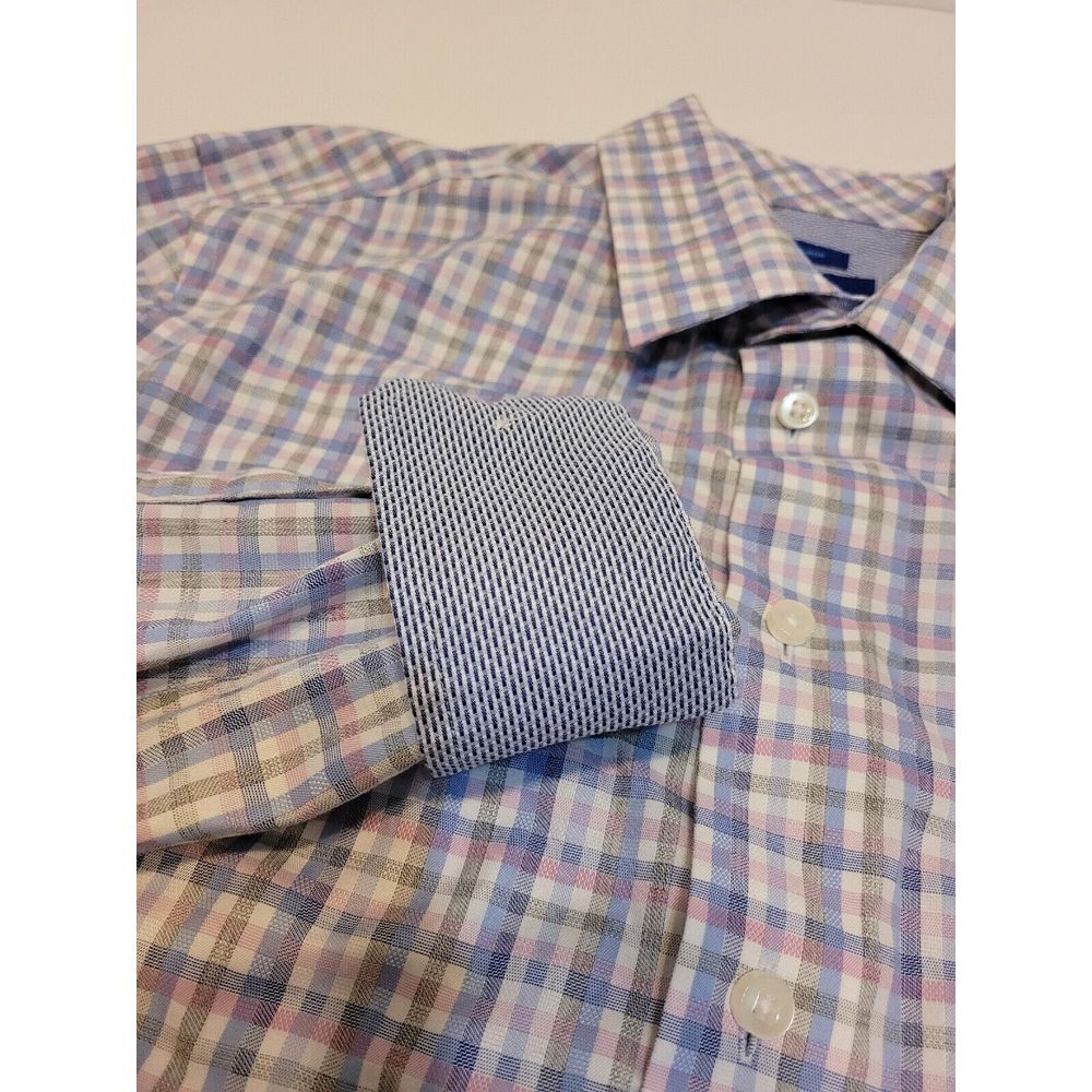 egara blue/gray plaid mens shirt size L‎